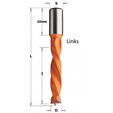 Drevelboor met volhardmetaal boorpunt L=70mm D=4 S=10x20 links Drevelboor met volhardmetaal boorpunt L=70mm D=4 S=10x20 links