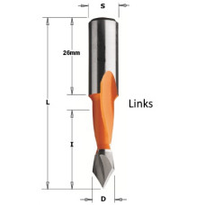 Spitse drevelboor type 313 met volhardmetaal boorpunt L=57.5mm D=5 links