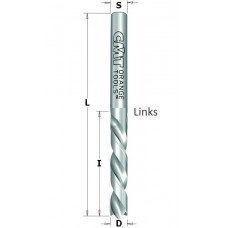 Spiraalboor HM met voorsnijders en centreerpunt 2.5mm links