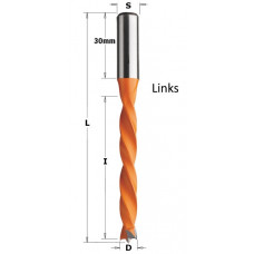 Drevelboor met volhardmetaal boorpunt L=105mm D=5 S=10x30 links Drevelboor met volhardmetaal boorpunt L=105mm D=5 S=10x30 links