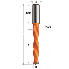 Drevelboor met volhardmetaal boorpunt L=85mm D=5 S=10x27 links Drevelboor met volhardmetaal boorpunt L=85mm D=5 S=10x27 links