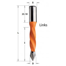 Spitse drevelboor type 374 met volhardmetaal boorpunt L=57.5 mm D=5.0 links