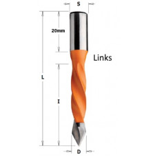 Spitse drevelboor type 375 met volhardmetaal boorpunt L=70 mm D=6.0 links