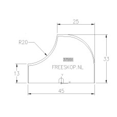 Radiusmes R=20 extra breedt LEITZ Profilcut systeem origineel art.nr. onbekend