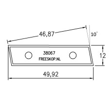 Omkeermes  KCR08 Links 10° Z=4 (46.9 x 12 x 1.5 mm) voor Rekord kop 12619 / C1985-0093