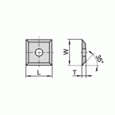 Vierkantmes T04F-CR 10.5x10.5x1.5 α=35° d=4 recht gat (3.4.A2)