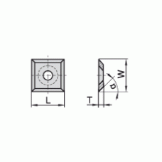 Vierkantmes T04MG-CR 10,5x10,5x1,5 α=35° d=4,0 verzonken gat Vierkantmes T04MG-CR 10,5x10,5x1,5 α=35° d=4,0 verzonken gat