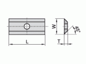 Wisselmes - Keermes W=12 mm T=1.5 mm <25mm α=45º 
