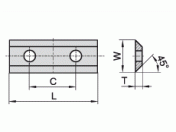 Wisselmes - Keermes W=12 mm T=1.5 mm >25mm α=45º 