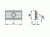 Keermes - Wisselmes W=14.3 mm T=2.5 mm α=35º verzonken Keermes - Wisselmes W=14.3 mm T=2.5 mm α=35º verzonken