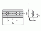 Wisselmes -  Keermes W=13 mm T=2.3 mm α=45º