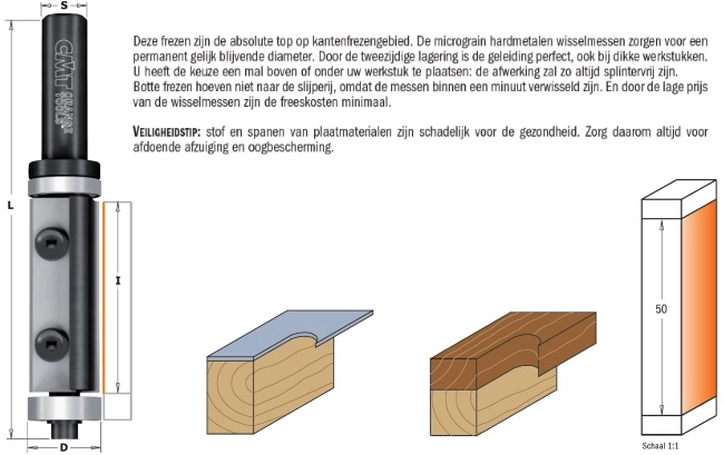 Tweezijdig gelagerde wisselmes-kantenfrezen CMT 675B