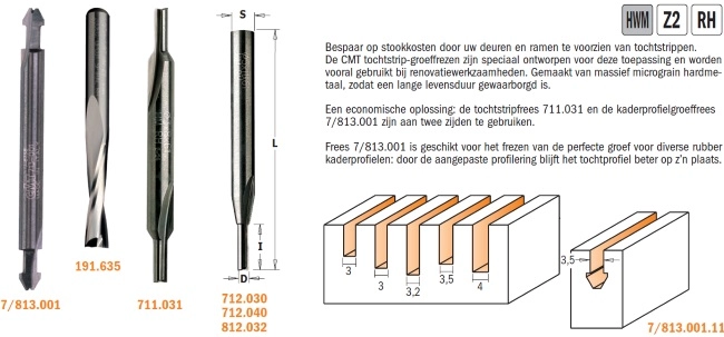 Tochtstripfrezen en kaderprofielfrezen CMT