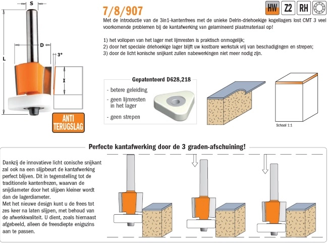 3in1 kantenfrezen voor gelamineerd plaatmateriaal 907