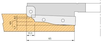 Tekening met maten van de Bossingpaneel frees - Bossing freeskop TA02