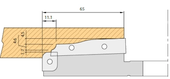 Tekening met maten Bossingpaneel frees - Bossing freeskop 2021B