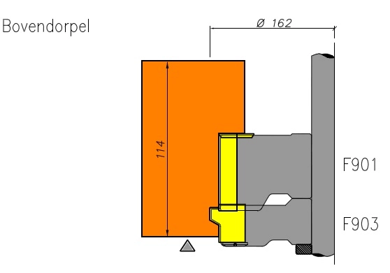 Tekening freeskoppen bovendorpel combinatiemachineset