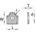 Tekening met maten van profielmes met radius voor Holzher kantenlijmers